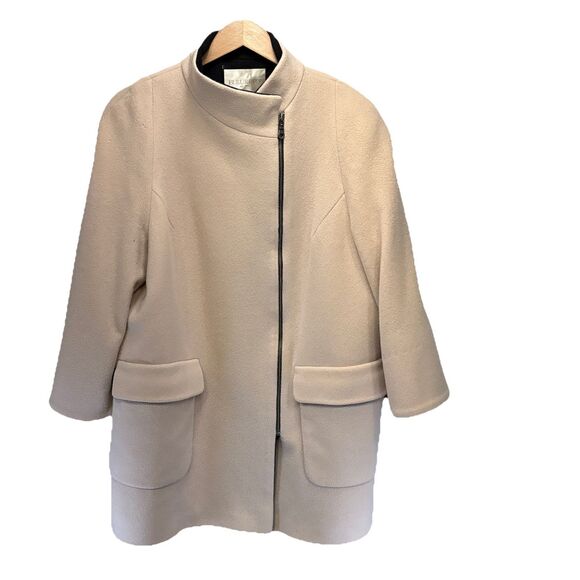 Fleurette Loro Piana Italian Wool USA Mid Length Coat 16 asymmetrical Zip Lined - Picture 1 of 16
